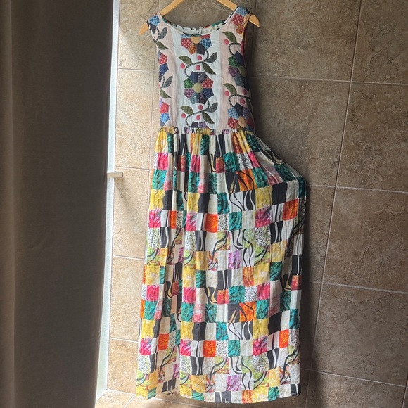 Let Me Be Quilted Patchwork Maxi Dress Anthropologie Sz L New With Tags Pockets! - Picture 2 of 16